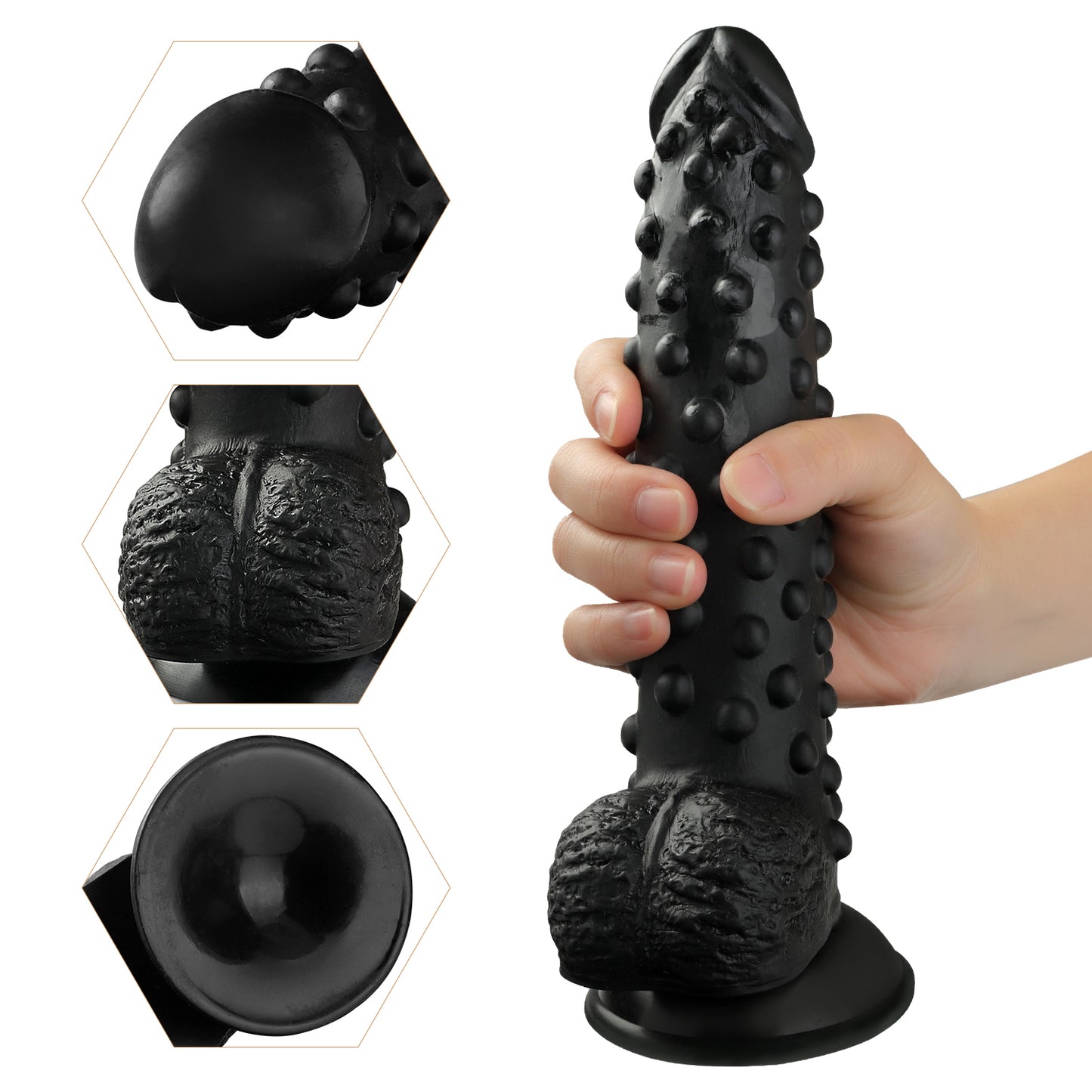 Black Polka Dot PVC Dildo