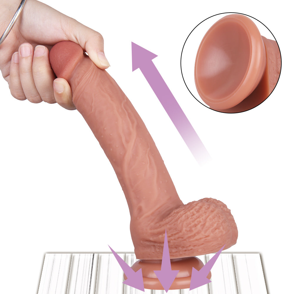 8 Inch Ultra Veined Silicone Dildo with Ball