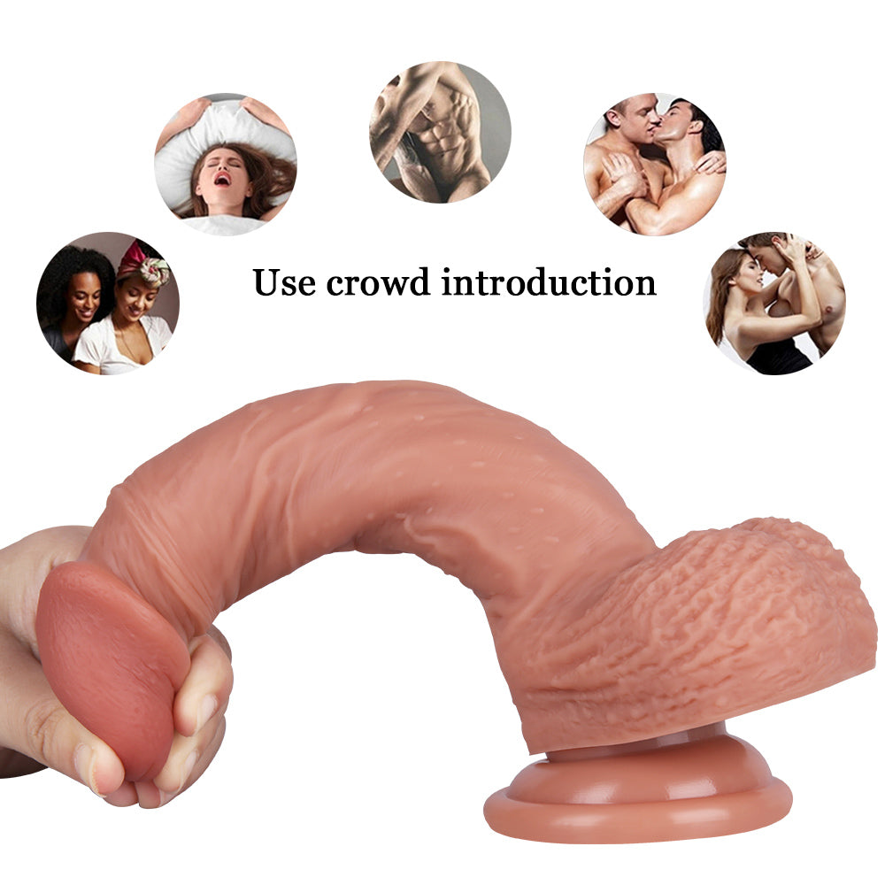 8 Inch Ultra Veined Silicone Dildo with Ball