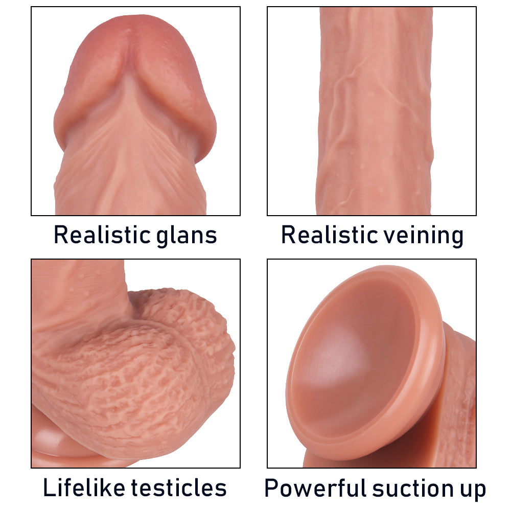 8 Inch Ultra Veined Silicone Dildo with Ball