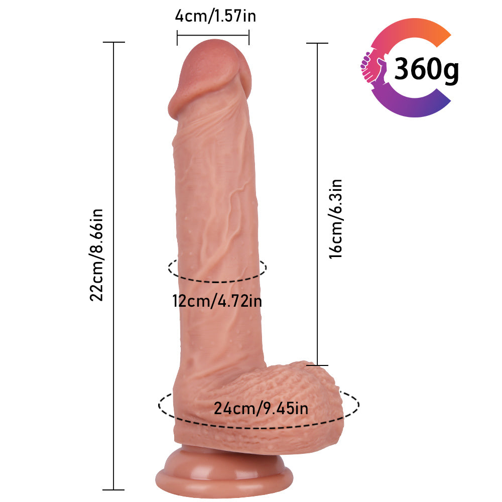 8 Inch Ultra Veined Silicone Dildo with Ball