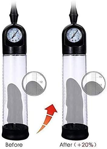 Handheld Vībráting Penis Pumps for Men with Rings ,Delay Erection Time,Deep Muscle Exercise Tool,with Clear Tube for Easy Viewing,Manual Vacǚum Pressure Pump Increase Pẹnile Size about 30%