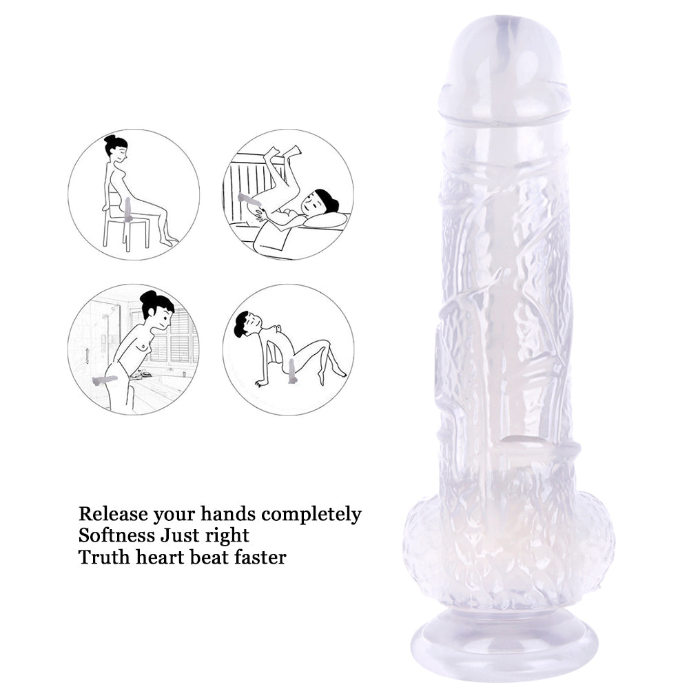 Clear 11 Inch realistic dildo