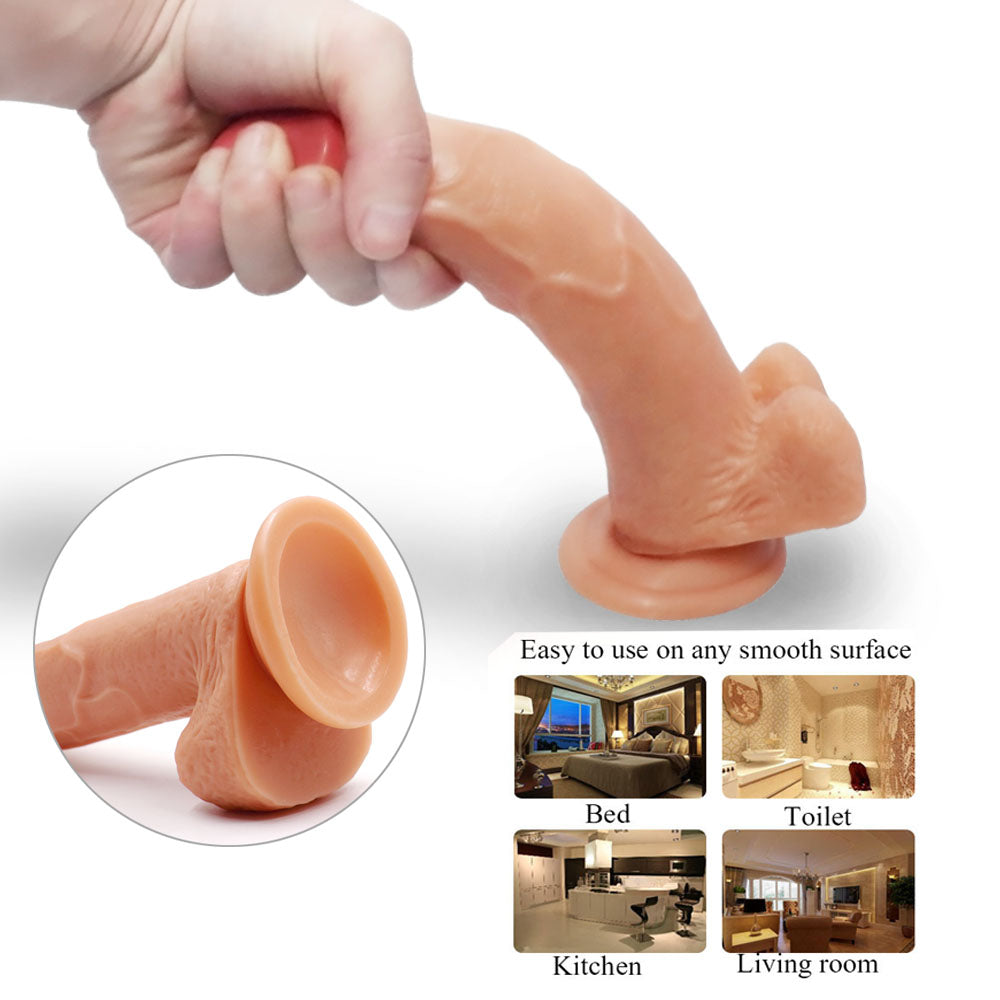 Dildo with Suction Cup 7 inch Dildo Realistic Thrusting Handsfree Massage Tools Dildos Soft Flexible Magic Wand for Women Female Couples