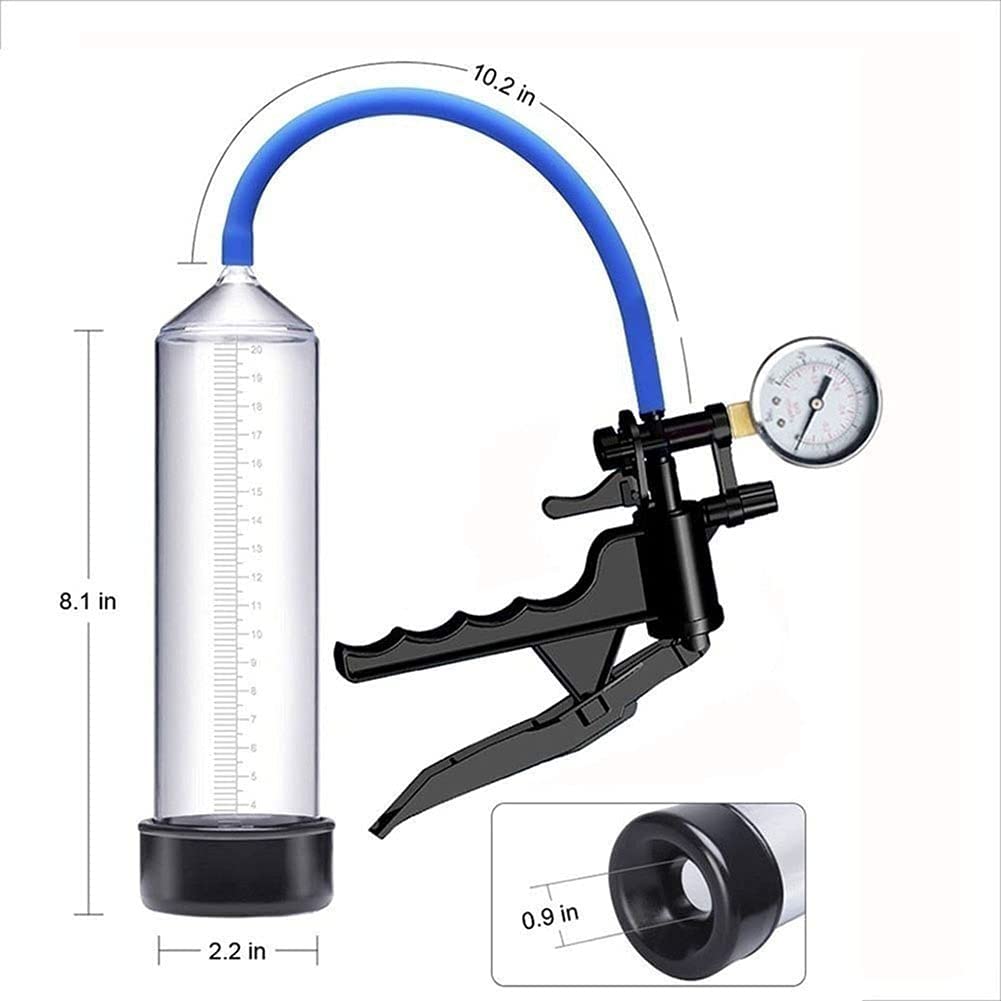 12-inch Penis Pumps for Men Manual with Digital Pressure Gauge Penile Enlarger Rings,Enlargement Extender Exerciser Delay Training ,Transparent Massage Tools,Best Gift for Husband Boyfrien