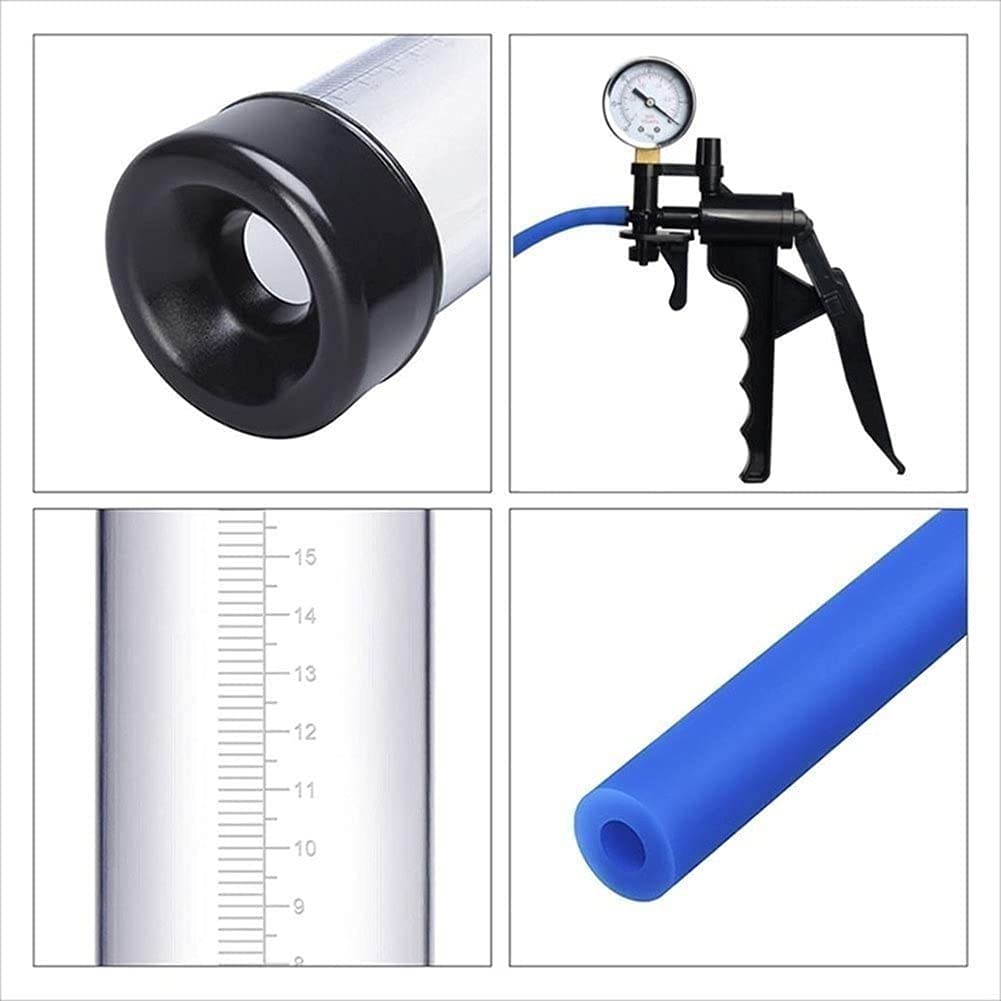 12-inch Penis Pumps for Men Manual with Digital Pressure Gauge Penile Enlarger Rings,Enlargement Extender Exerciser Delay Training ,Transparent Massage Tools,Best Gift for Husband Boyfrien