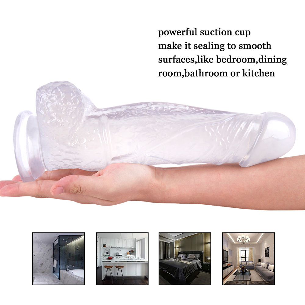 Clear 11 Inch realistic dildo