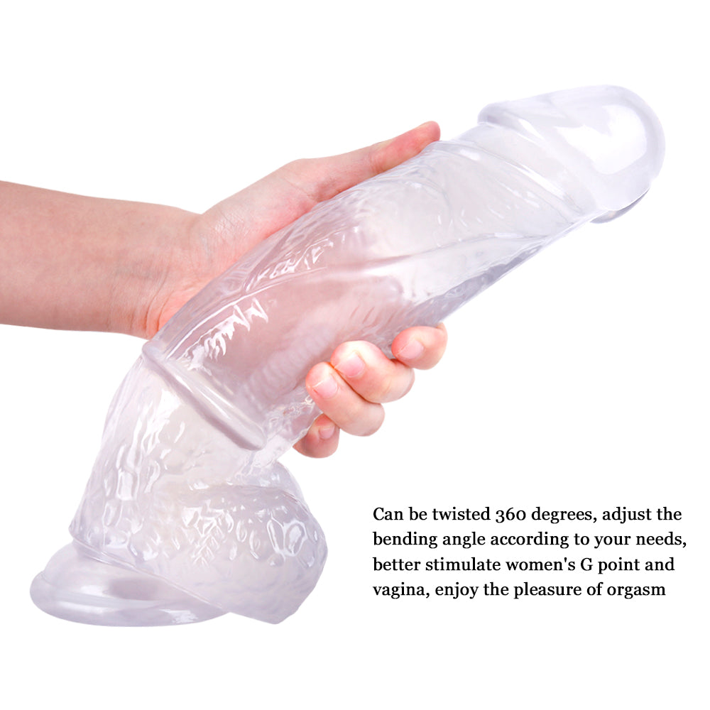 Clear 11 Inch realistic dildo