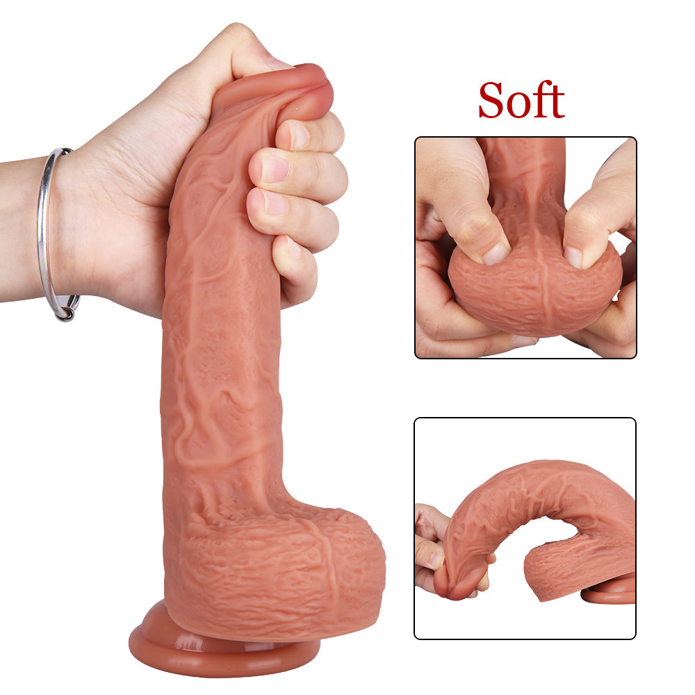 8 Inch Flexible Brown Silicone Dildo