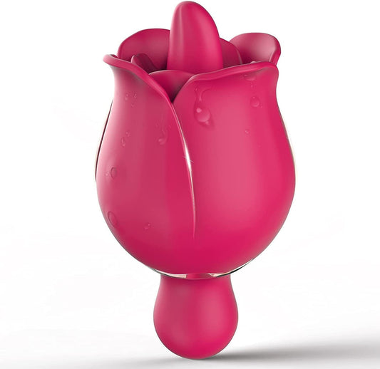 DDZMD rose-shaped moving-tip vibrator in pink-red