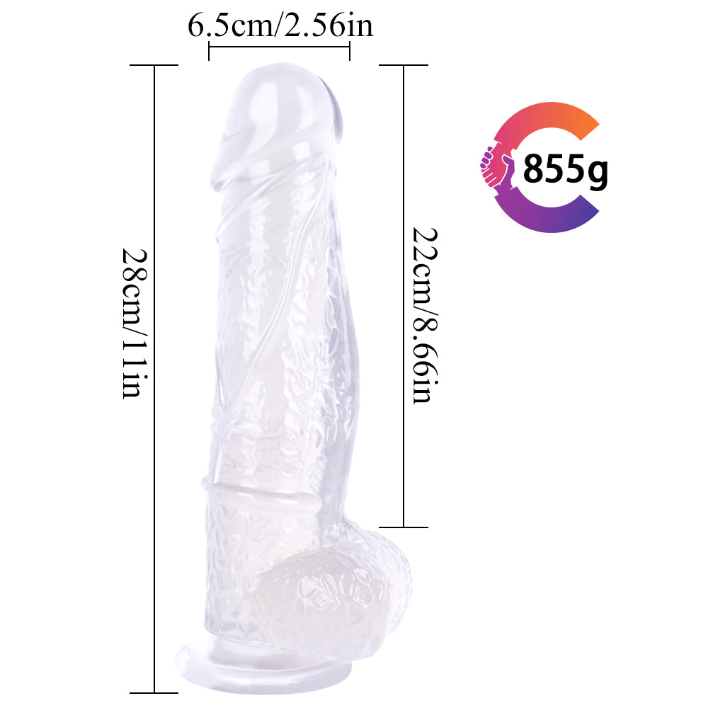 Clear 11 Inch realistic dildo