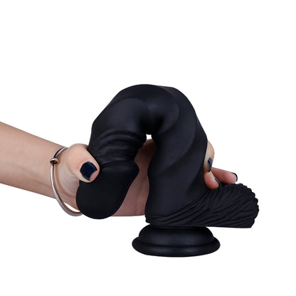 Black Ribbed Silicone Dildo