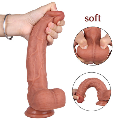 10 Inch Textured Dildo in Flesh Tone