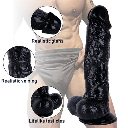 10 Inch Soft Black Dildo