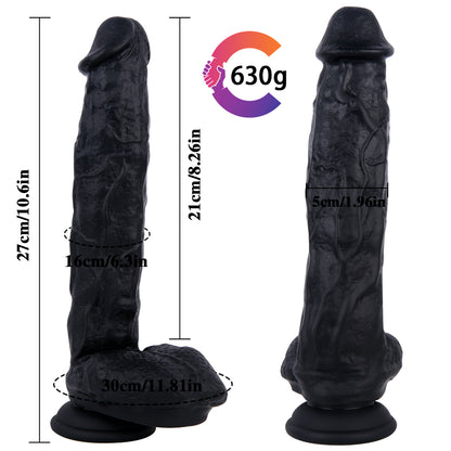 10 Inch Black Textured Dildo