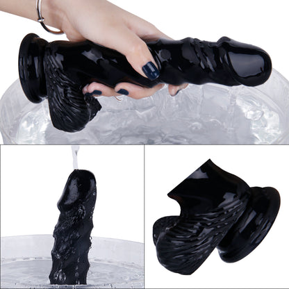 Black Ribbed Silicone Dildo