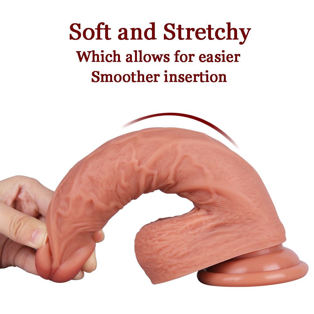 8 Inch Flexible Brown Silicone Dildo