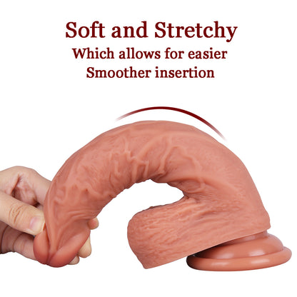 8 Inch Flexible Brown Silicone Dildo