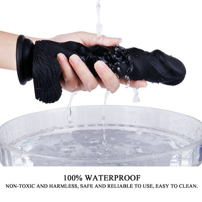 Black Ribbed Silicone Dildo