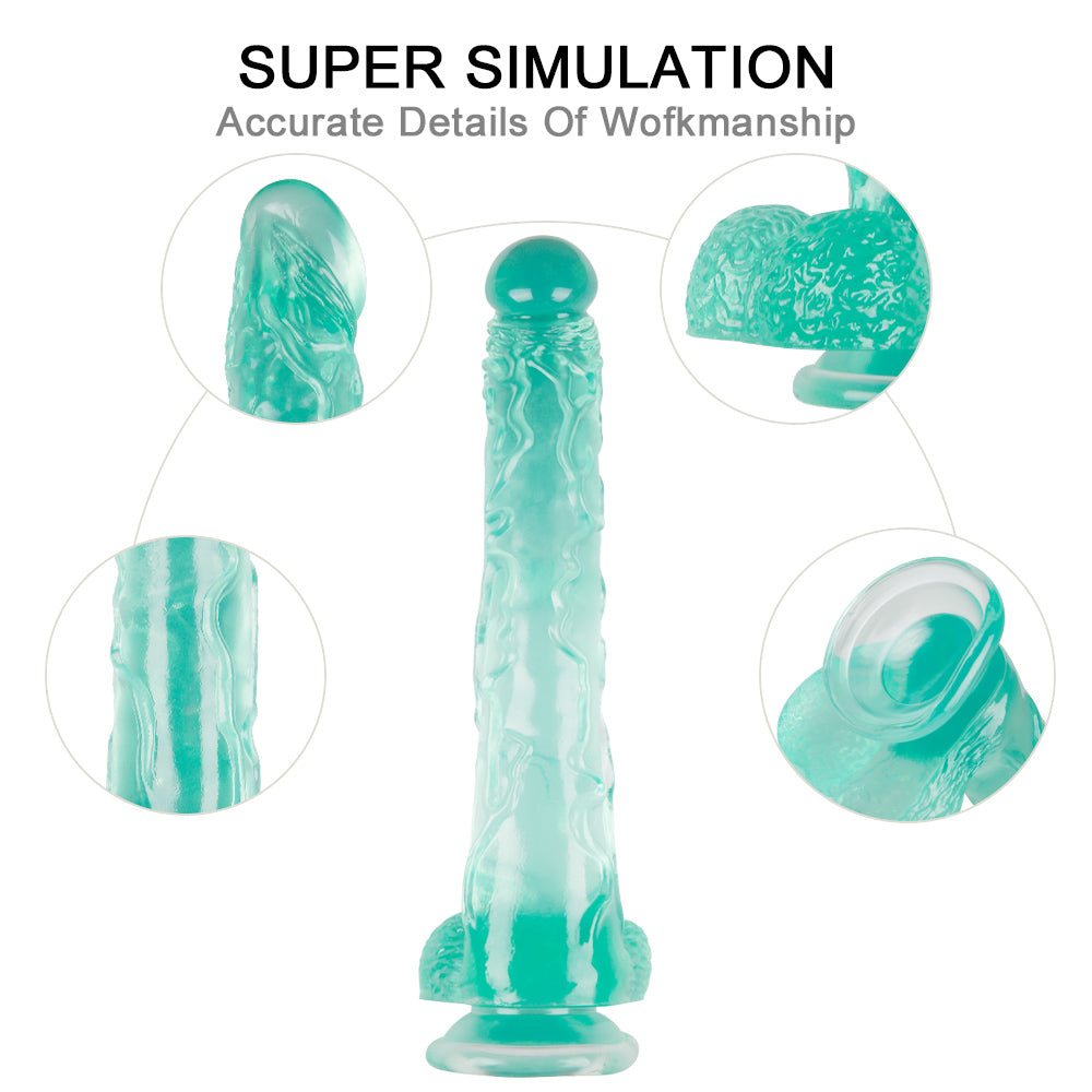 XXL 16 Inch Ultra Veined Curved Green Dildo