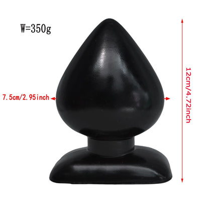 Large Black Anal Plug with Flared Base