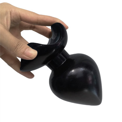 Large Black Anal Plug with Flared Base