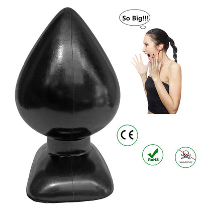 Large Black Anal Plug with Flared Base