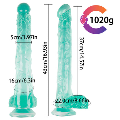 16 Inch Curved Green Dildo