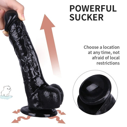 Textured Suction Cup Dildo in Black