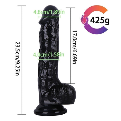 Textured Suction Cup Dildo in Black