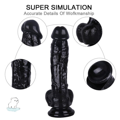 Textured Suction Cup Dildo in Black