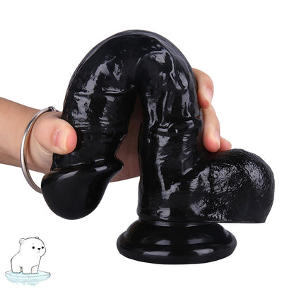 Textured Suction Cup Dildo in Black