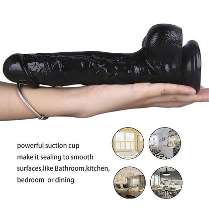 Textured Suction Cup Dildo in Black