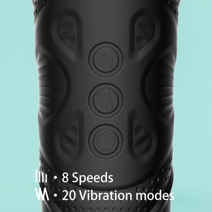Mini Black Wand Vibrator with Button Controls
