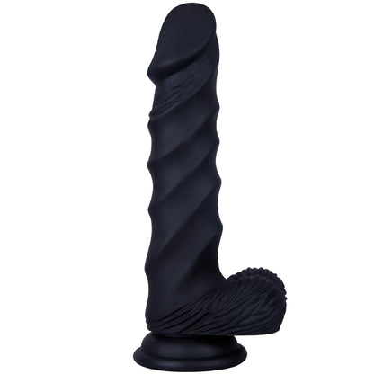 Black Ribbed Silicone Dildo