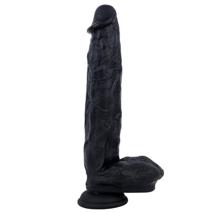10 Inch Black Textured Dildo