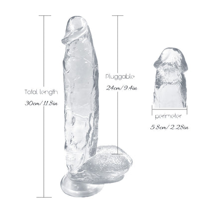 12 Inch Clear Flexible Dildo