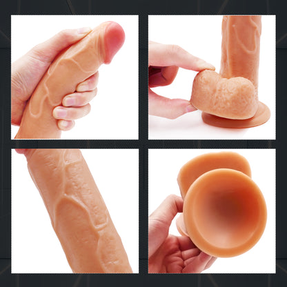 Dildo with Suction Cup 7 inch Dildo Realistic Thrusting Handsfree Massage Tools Dildos Soft Flexible Magic Wand for Women Female Couples