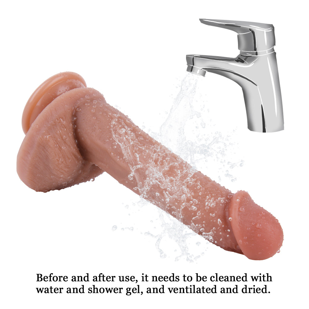 Curved Silicone Suction Cup Dildo 8 Inch