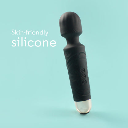 Mini Black Wand Vibrator with Button Controls