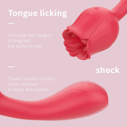 Rose Flower Vibrator with Curved Handle