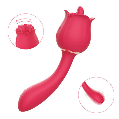 Rose Flower Vibrator with Curved Handle