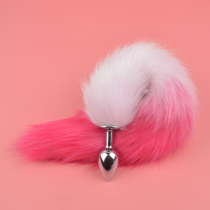 Anal Plug with Rose Red Gradient Tail