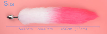 Anal Plug with Rose Red Gradient Tail