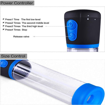 Electric Penis Pump with Blue Control Unit