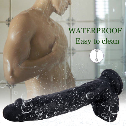 10 Inch Black Textured Dildo