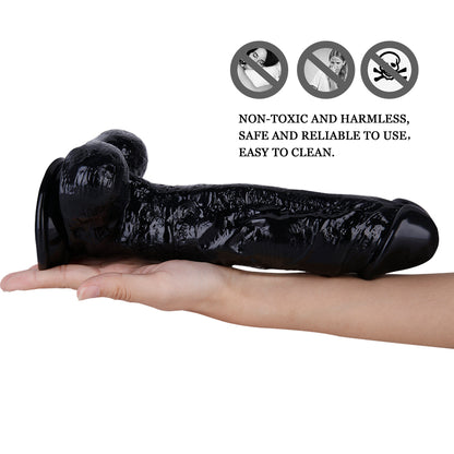 10 Inch Soft Black Dildo