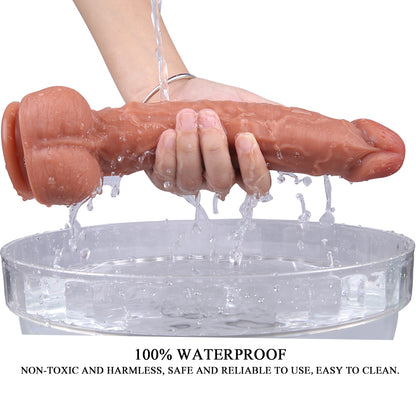 10 Inch Textured Dildo in Flesh Tone