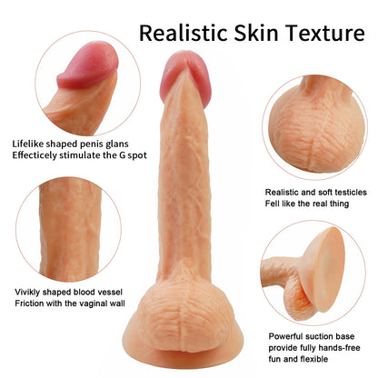8 Inch  Bendable Real-Feel Dildo With Balls