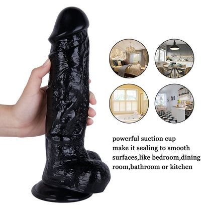 10 Inch Soft Black Dildo